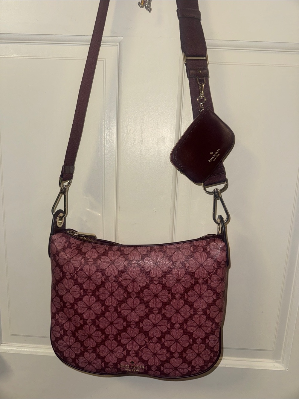 Kate Spade Pink Floral Signature Crossbody Bag with Coin Pouch